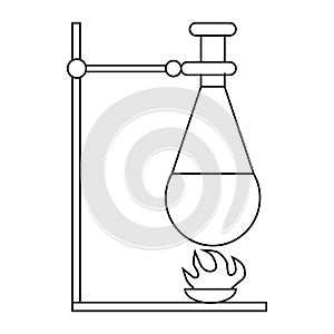 Retort stand, bunsen burner and test flask icon