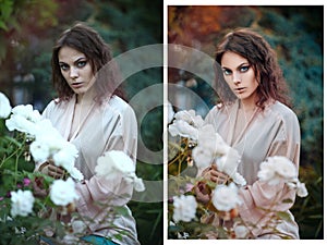 Before and after retouch beauty concept.