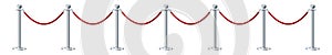 Retractable belt rack. Portable tape barrier. Red carpet with red ropes on silver stanchions. Exclusive event, movie