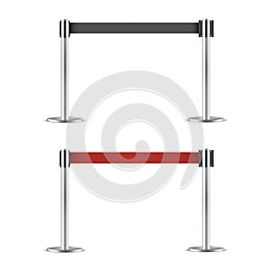 Retractable belt stanchion set, realistic vector illustration photo