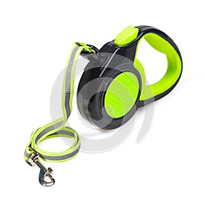 Retractable leash for dog isolated on white