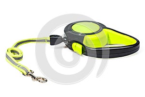 Retractable leash for dog isolated on white background