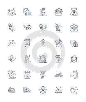 Retreat line icons collection. Tranquility, Reflection, Serenity, Isolation, Peace, Reprieve, Solitude vector and linear