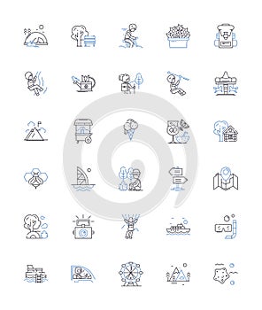 Retreat line icons collection. Tranquility, Reflection, Serenity, Isolation, Peace, Reprieve, Solitude vector and linear photo