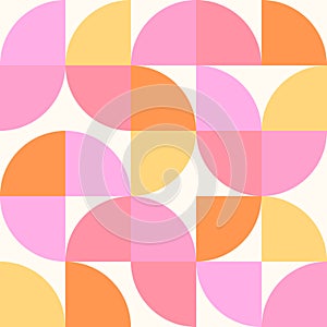 Retro 50s abstract seamless pattern pink, yellow and orange