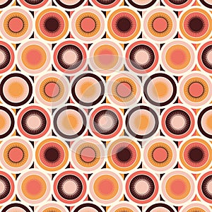 Retro 60s 70s Mid Century Circles And Suns Funky Seventies Style Pattern