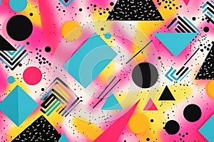 .Retro 80s or 90s Paper Collage Background Pattern