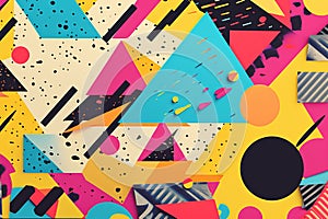 .Retro 80s or 90s Paper Collage Background Pattern
