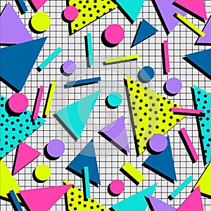 Retro 80s seamless pattern background