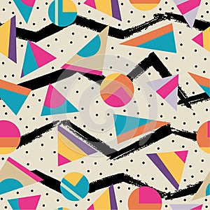 Retro 80s seamless pattern background