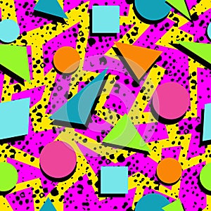 Retro 80s seamless pattern background