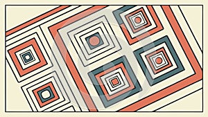 Retro Abstract Background with Colorful Concentric Squares, vector design Generative AI