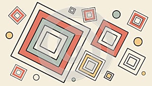 Retro Abstract Background with Concentric Squares Pattern, vector design Generative AI