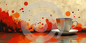 Retro Abstract Coffee Illustration with Copy Space