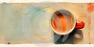 Retro Abstract Coffee Illustration with Copy Space