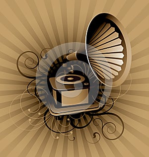 Retro abstract with gramophone