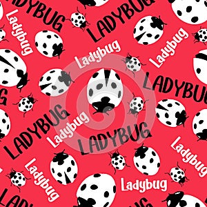 Retro Abstract Red Lady Bug Vector Cartoon Seamless Pattern