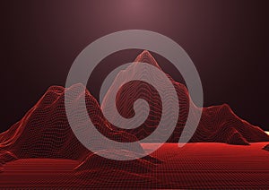 Retro abstract wireframe landscape background