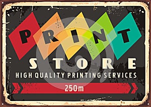 Retro advertising sign for printing service