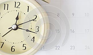 Retro alarm and calendar, time concept