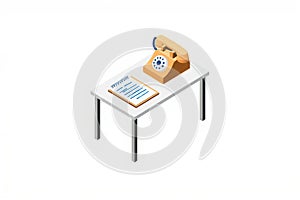 Retro alarm clock and open book on a simple white desk