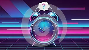 Retro Alarm Clock Question Mark, Time Management Concept