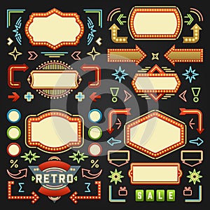 Retro American 1950s Sign Design Elements Set.
