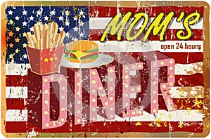 Retro american diner tin sign