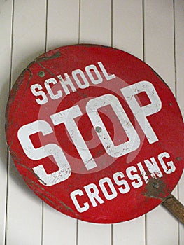 Retro American handheld school crossing stop sign