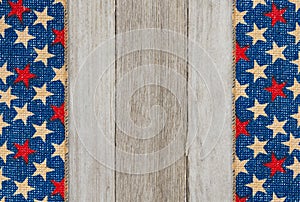 Retro American patriotic background with grunge USA stars banner on weathered wood