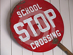 Retro American school crossing stop sign