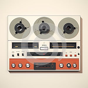 Vintage Retro Tape Recorder On Beige Background - Petros Afshar Style photo