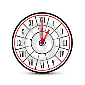 Retro Analog Clock Face Icon with Roman Numbers