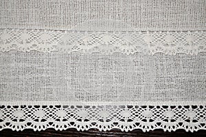 Retro ancient lace textiloe with lacy ribbon texture romantic background