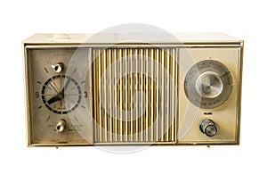 Retro ancient plastic clock radio