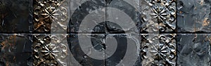 Retro Anthracite Tile Wall Texture for Vintage Background or Banner Design photo