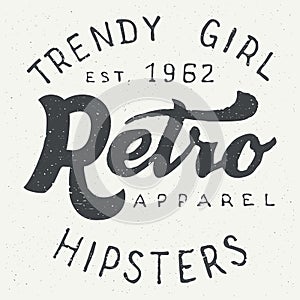 Retro apparel label typographic design