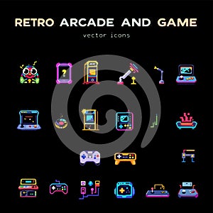 retro arcade game icons photo