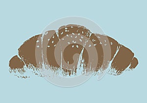Retro art illustration of a croissant