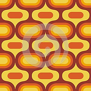 Retro Atomic ogee ovals brown yellow pattern