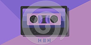 Retro audio cassette on a monochrome background. Old school concept