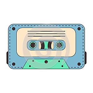 Retro audio cassette for a player. Old vintage audio tape. 80s, 90s nostalgic.