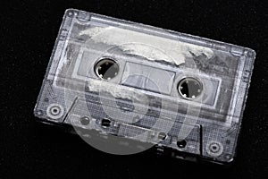 Retro audio cassette tape close up