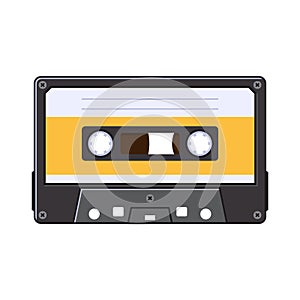 Retro Audio Cassette on White Background. Vector.