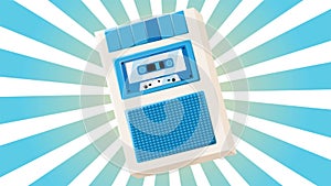 Retro audio music cassette recorder for voice recording old vintage with audio cassette hipster for geeks from 70s, 80s, 90s on