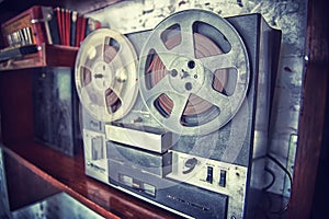 Retro audio tape recorder player, vintage effect