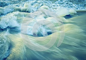 Retro autumn wave rapid river