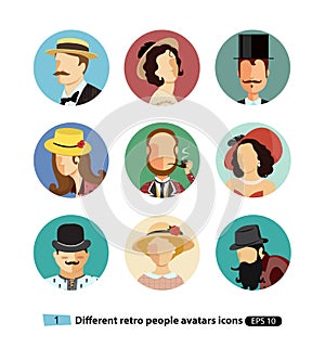 Retro Avatars cartoon people vector cartoon isolated