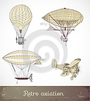 Retro aviation collection, Vector illustration.