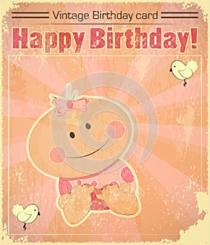Retro Baby Girl birthday Card